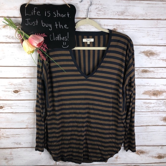 Madewell Anthem stripe oversized split sides top - Picture 2 of 8